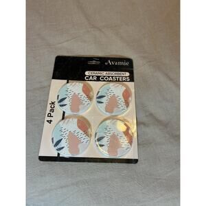 Car Ceramic Absorbent Coasters, 4 Pk